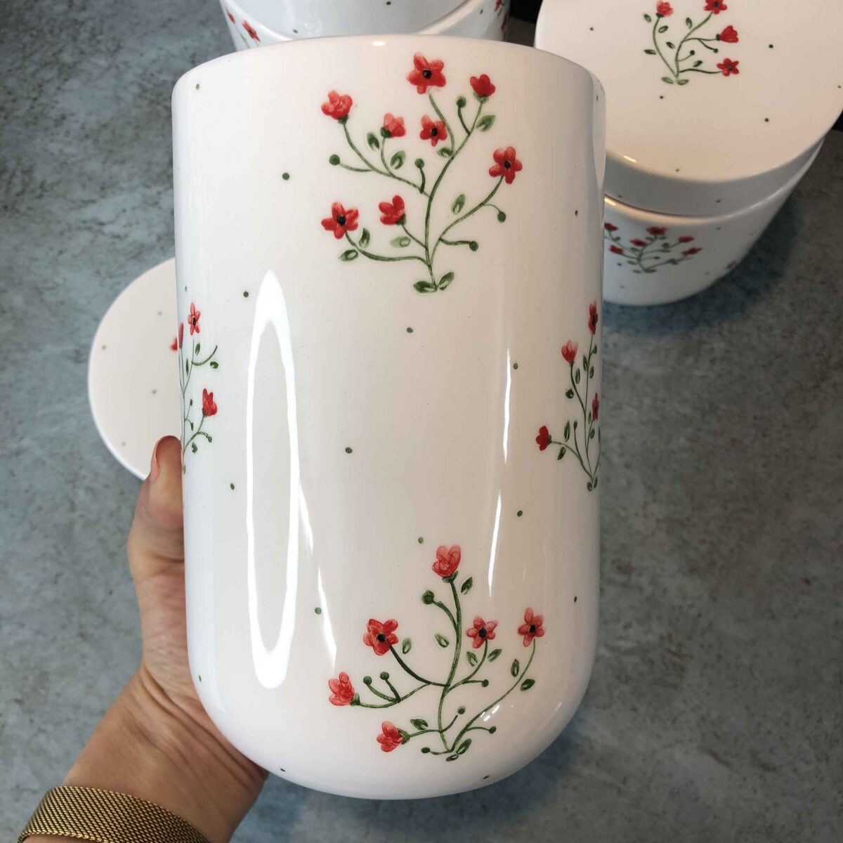 Price and Buy Ceramic Canister Jar with Flower Design Set of 3 - Image 4