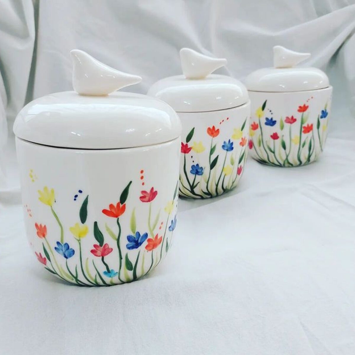 Price and Buy Ceramic Canister Jar with Hand Painting Flower Design Set of 3 - Image 3