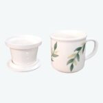 Price and Buy Ceramic Herbal Tea Infuser Mug with Lid, White - Image 3