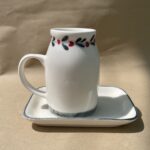 Price and Buy Ceramic Mug and Saucer Set, Hand-Painted Blossom & Leaf Border Pattern