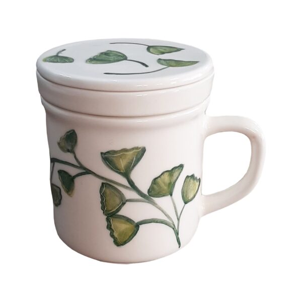 Price and Buy Ceramic Tea Infuser Mug with Lid, White with Hand-Painted Botanical Leaf Design, Ideal for Loose Leaf Tea and Herbal Infusion_69022490894f3.jpeg Price and Buy Ceramic Tea Infuser Mug with Lid, White with Hand-Painted Botanical Leaf Design, Ideal for Loose Leaf Tea and Herbal Infusion
