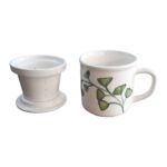 Price and Buy Ceramic Tea Infuser Mug with Lid, White with Hand-Painted Botanical Leaf Design, Ideal for Loose Leaf Tea and Herbal Infusion - Image 3