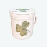 Price and Buy Ceramic Tea Infuser Mug with Lid, White with Hand-Painted Four-Leaf Clover Design