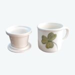 Price and Buy Ceramic Tea Infuser Mug with Lid, White with Hand-Painted Four-Leaf Clover Design - Image 3
