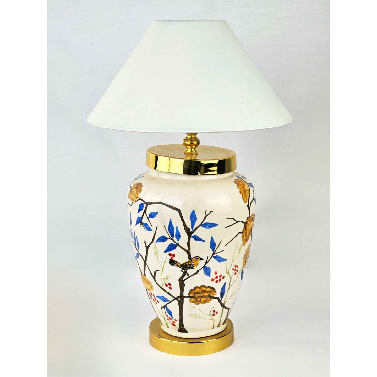 Price and Buy Ceramic Vase Table Lamp Handcrafted Oriental Style with Birds & Flowers Design - Image 3
