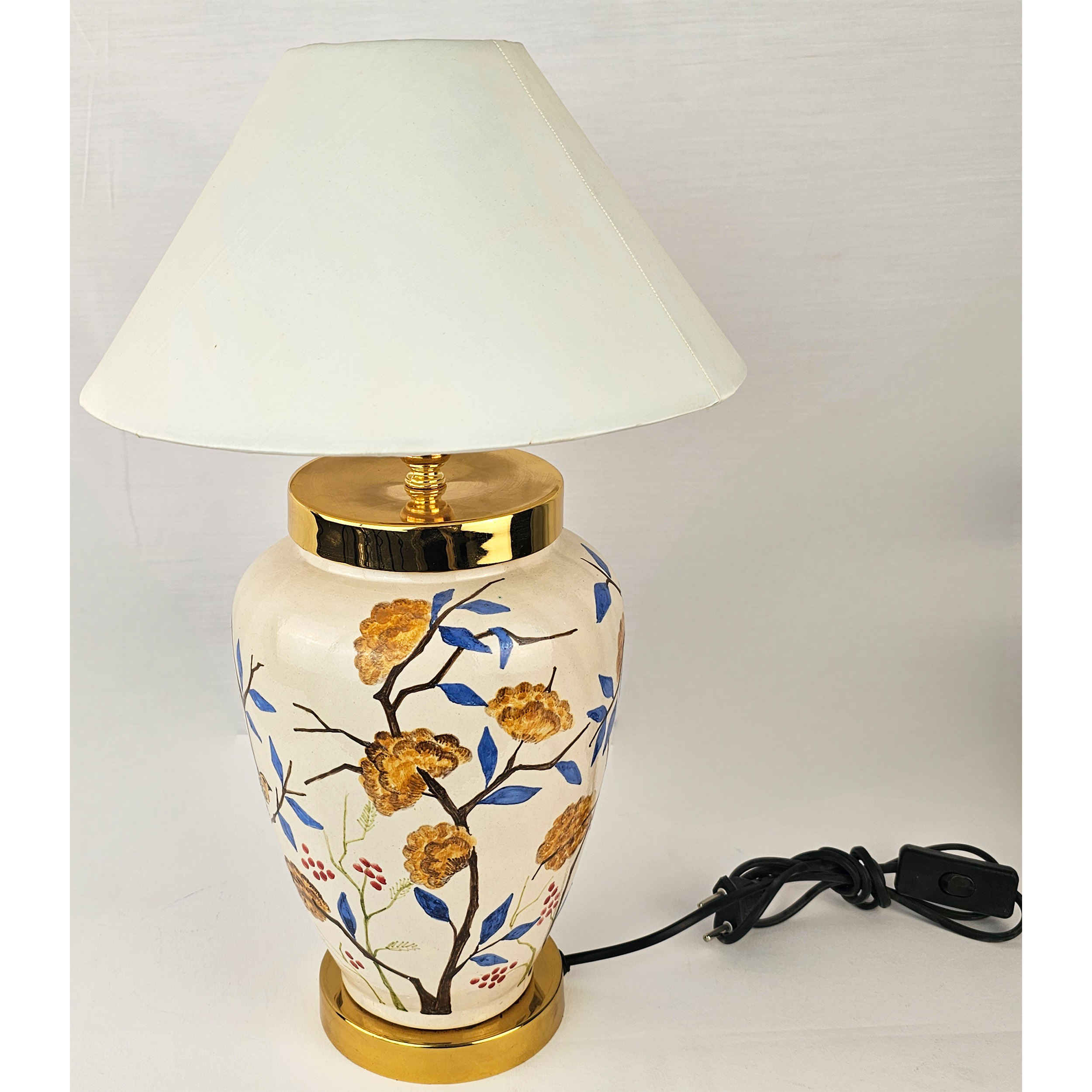 Price and Buy Ceramic Vase Table Lamp Handcrafted Oriental Style with Birds & Flowers Design - Image 4