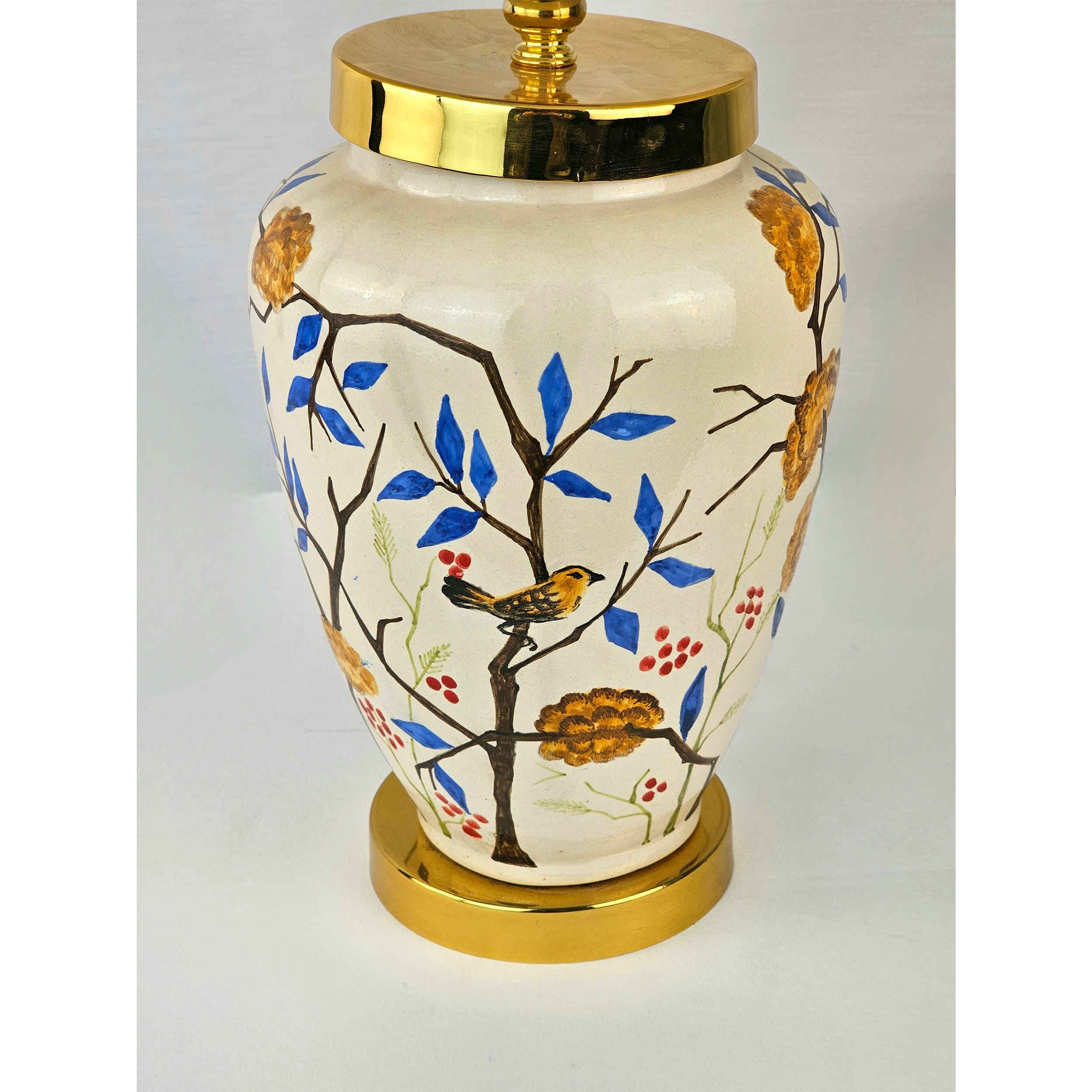 Price and Buy Ceramic Vase Table Lamp Handcrafted Oriental Style with Birds & Flowers Design - Image 5