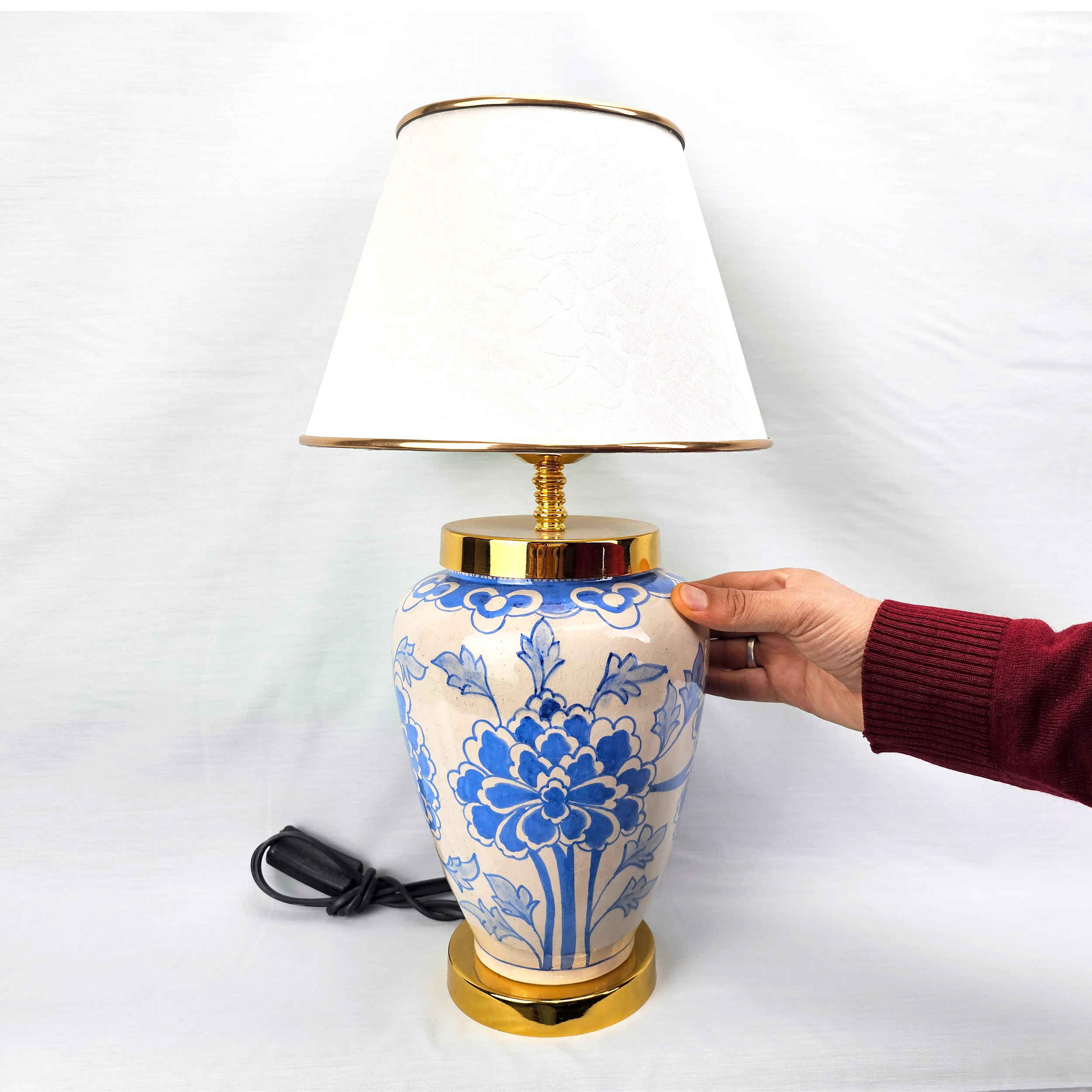 Price and Buy Ceramic Vase Table Lamp with Fabric Shade Oriental Theme - Image 5