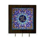 Price and Buy Ceramic Wall Key Holder – with Wooden Frame & Calligraphy Design in Blue