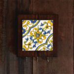 Price and Buy Ceramic Wall Key Holder – with Wooden Frame & Intricate Floral Design in Yellow - Image 3
