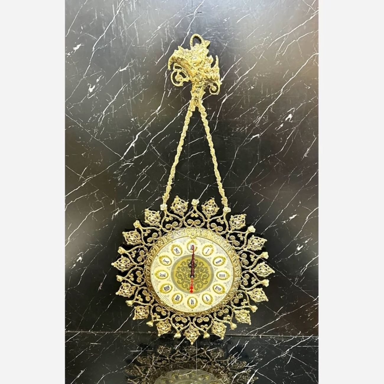 Price and Buy Charming Brass Wall Clock with Decorative Floral Accents and Hanging Detail_6902efb497fbc.jpeg Price and Buy Charming Brass Wall Clock with Decorative Floral Accents and Hanging Detail - Image 1