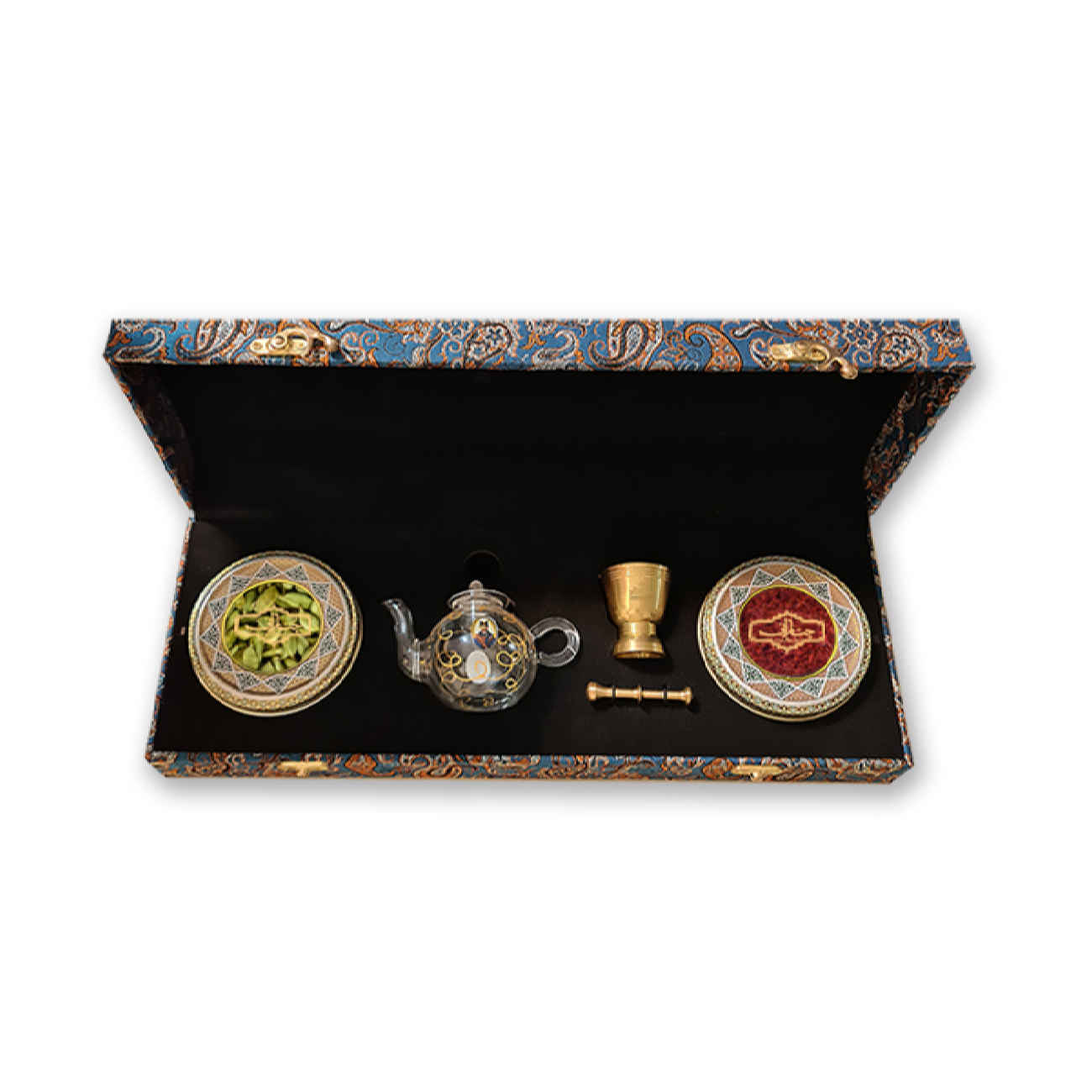 Price and Buy Chenarani Khatam Saffron Gift Box – 3 Grams – with Cardamom, Teapot & Mortar