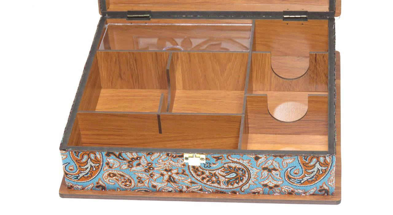 Price and Buy Chest-Style Wooden Tea Bag Box – Termeh Motif LB54 - Image 3
