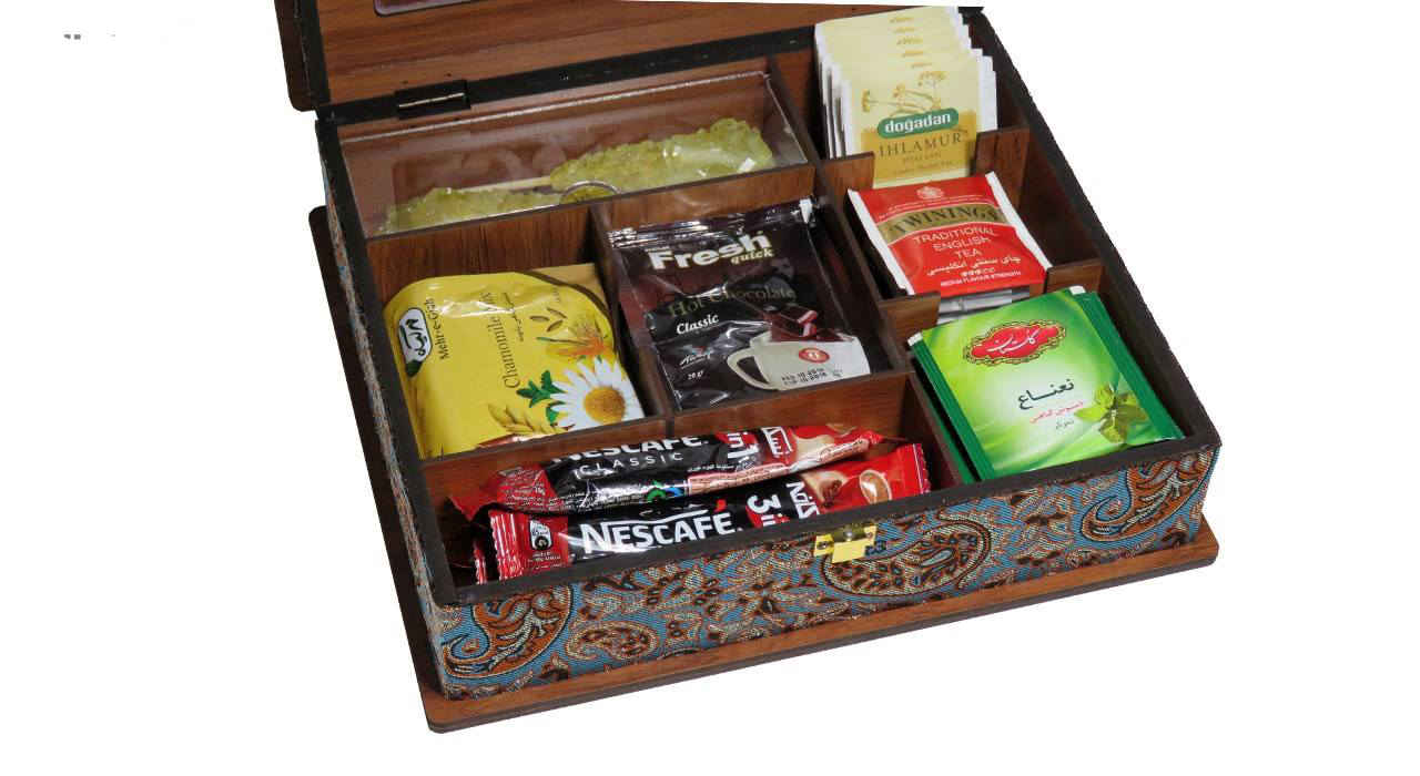 Price and Buy Chest-Style Wooden Tea Bag Box – Termeh Motif LB54 - Image 4