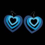 Price and Buy Chic 3D Heart Earrings – Carved Wood with a Pop of Blue