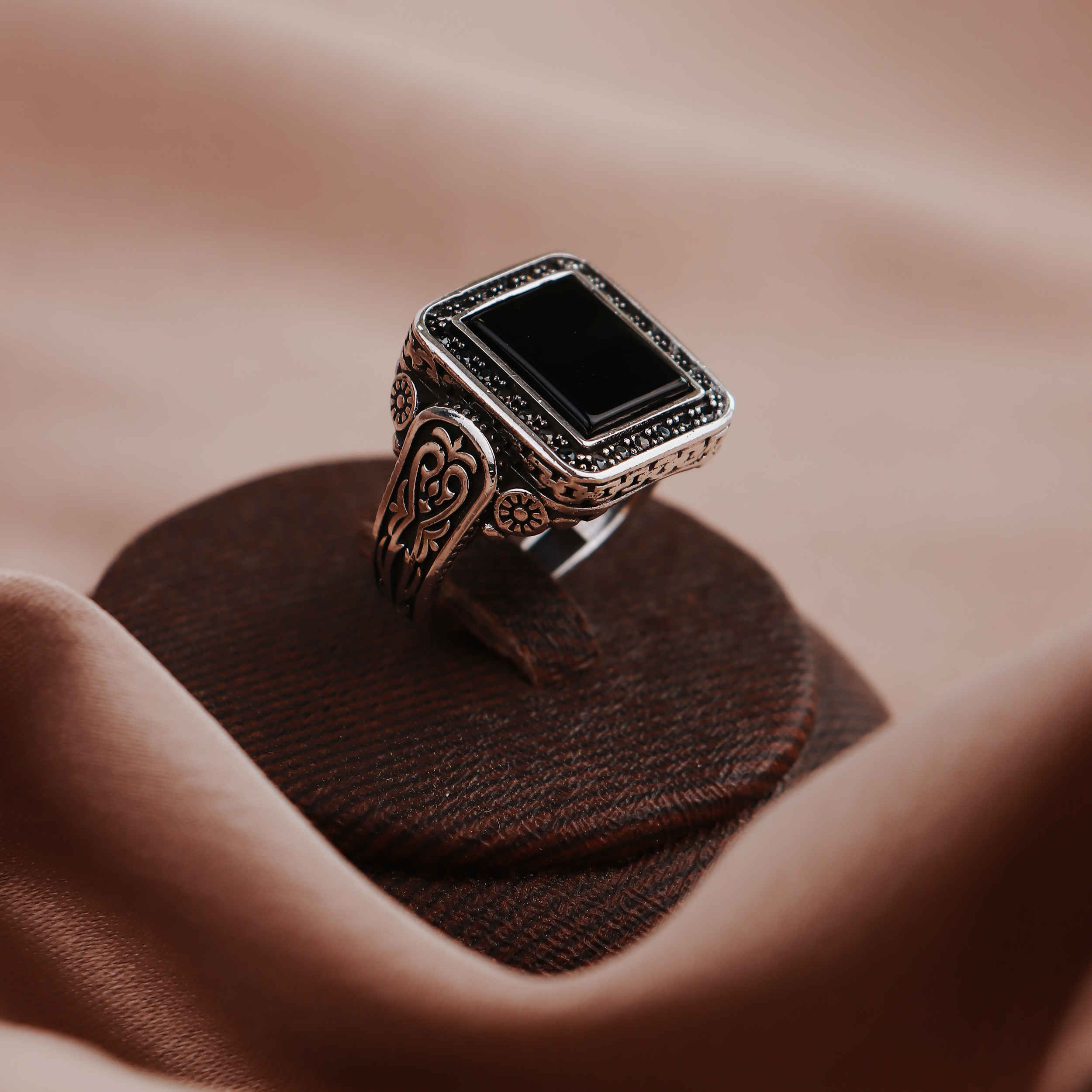 Price and Buy Classic Persian Silver Ring for Men with Black Gemstone - Image 3