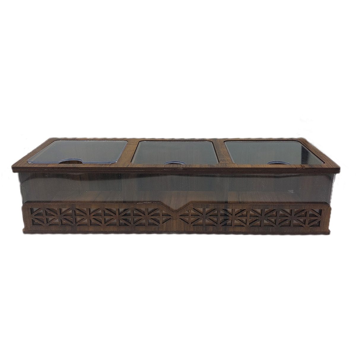 Price and Buy Compact Tea Organizer with 3 Storage Sections – Wood Finish