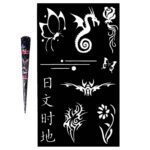 Price and Buy Complete Temporary Henna Kit with Ten Stencil Sheets – Easy, Safe & Vibrant Designs (x10)