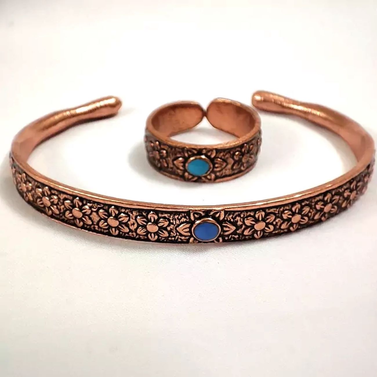 Price and Buy Copper Bracelet and Ring Set with Gemstone – Elegant Traditional Design_6902659abc38b.jpeg Price and Buy Copper Bracelet and Ring Set with Gemstone – Elegant Traditional Design - Image 1