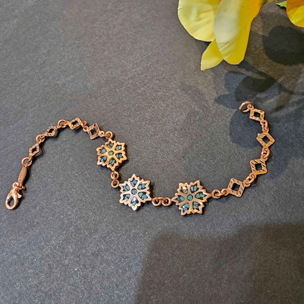 Price and Buy Copper Bracelet – Floral Turquoise Model - Image 3