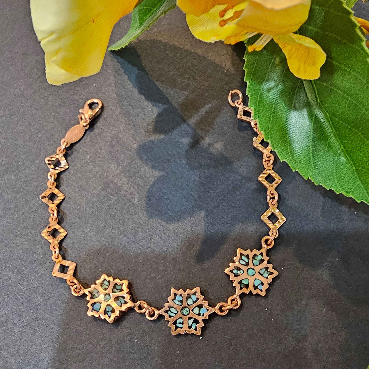 Price and Buy Copper Bracelet – Floral Turquoise Model - Image 4