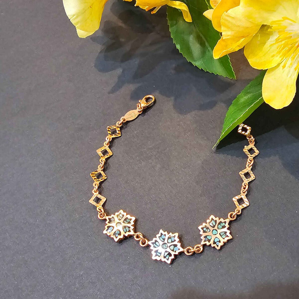 Price and Buy Copper Bracelet – Floral Turquoise Model - Image 5