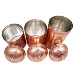 Price and Buy Copper Canister Jar Handcrafted Hammered Countertop Set of 3 - Image 3