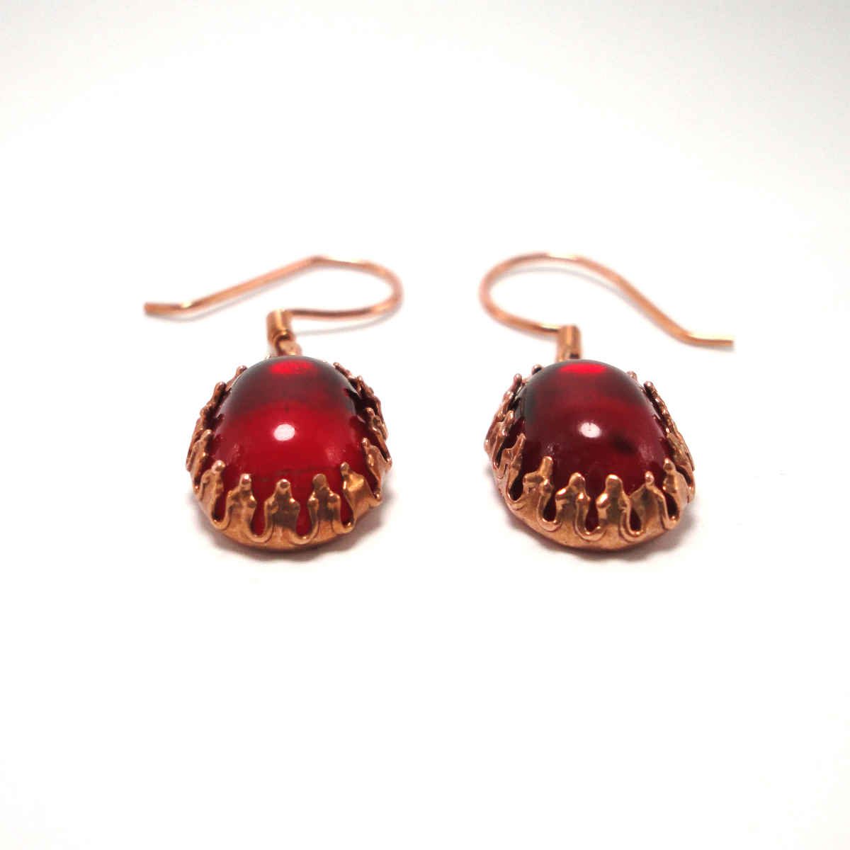 Price and Buy Copper Earrings Handmade with Artificial Red Stone - Image 3