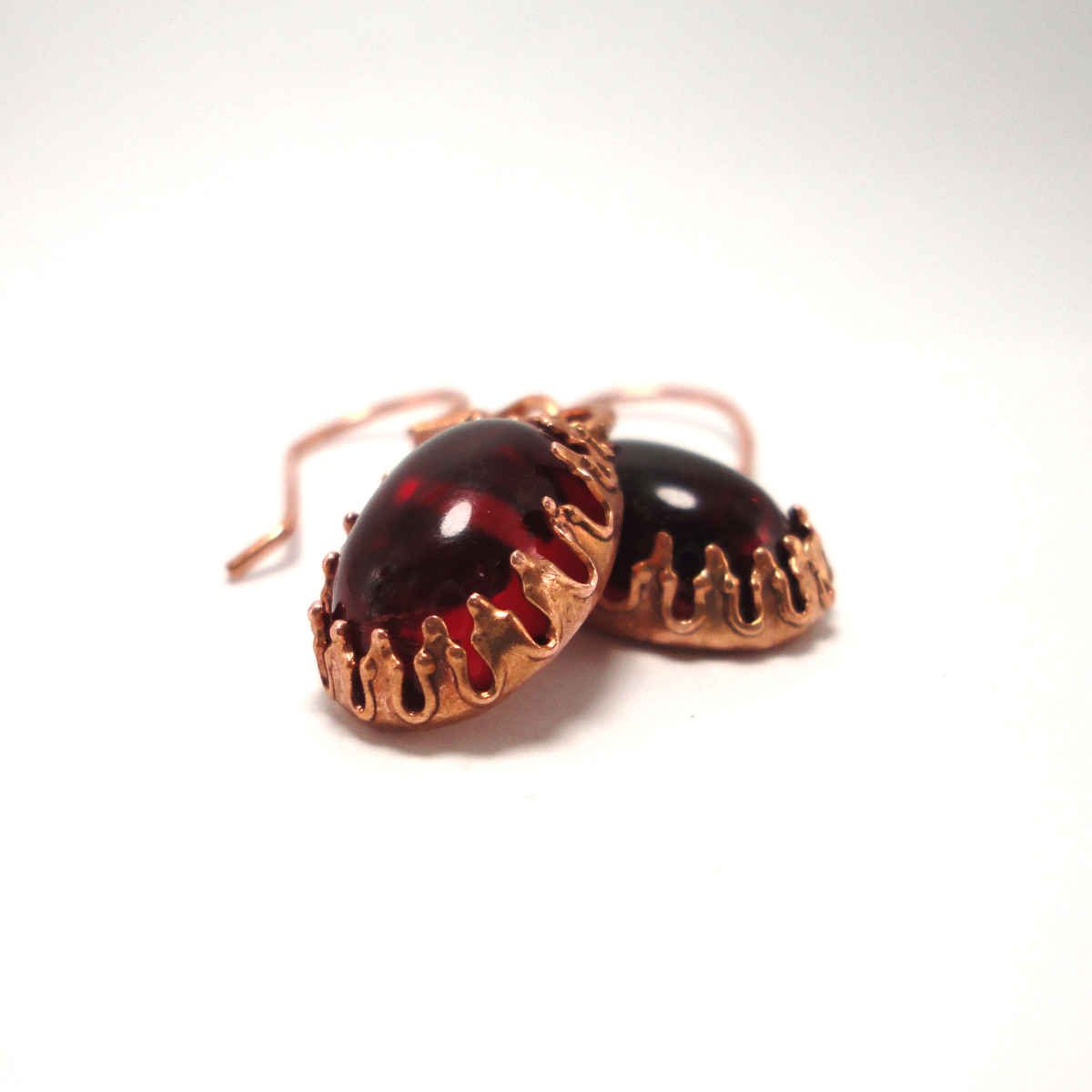 Price and Buy Copper Earrings Handmade with Artificial Red Stone - Image 4