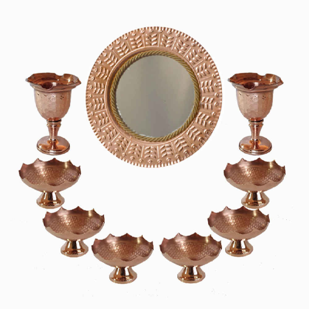 Price and Buy Copper Haftseen Set Dishes with Mirror suitable for Nowruz Kiarash