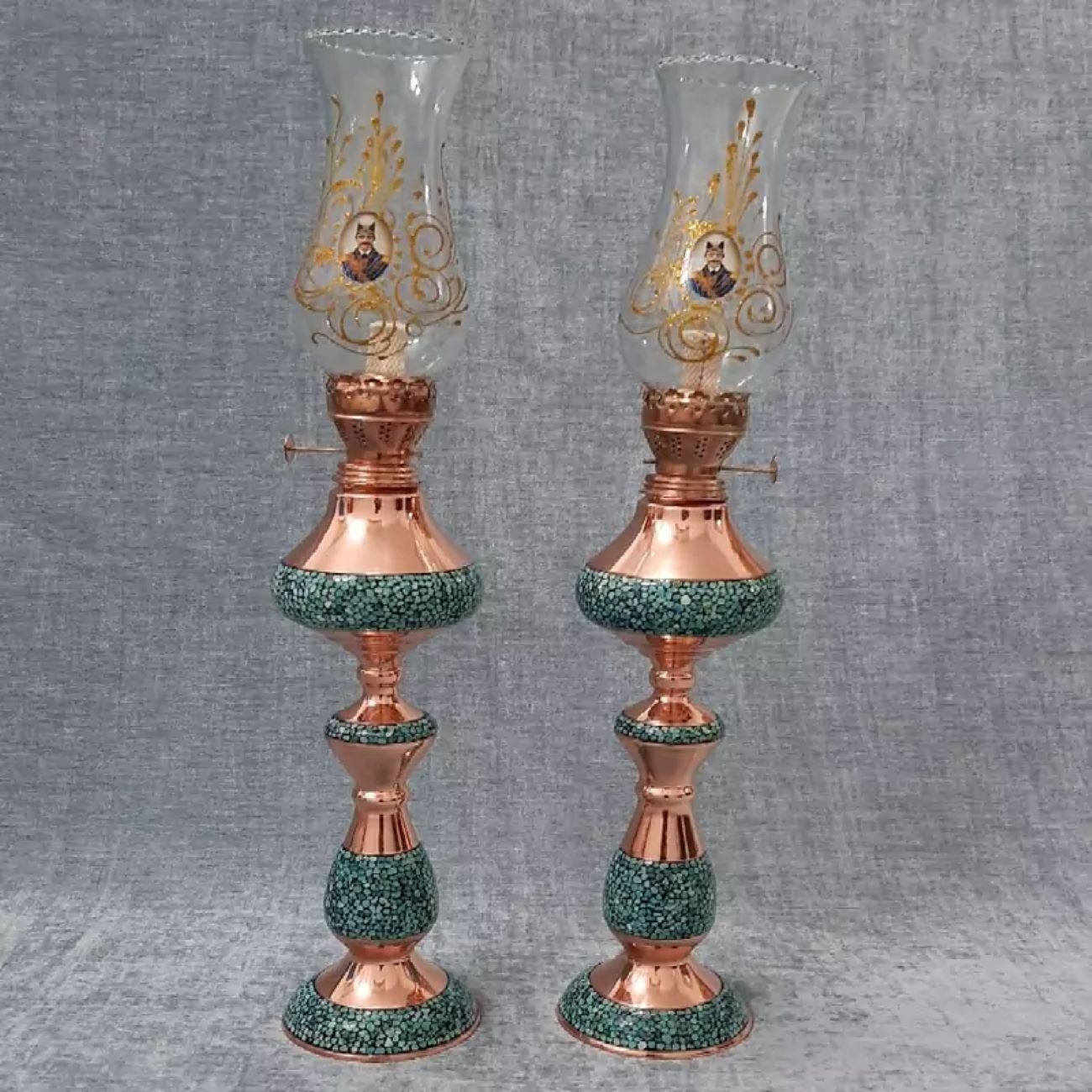 Price and Buy Copper Oil Lamp, Vintage Persian Style with Elegant Handcrafted Turquoise Inlaid_69023d374298e.jpeg Price and Buy Copper Oil Lamp, Vintage Persian Style with Elegant Handcrafted Turquoise Inlaid - Image 1
