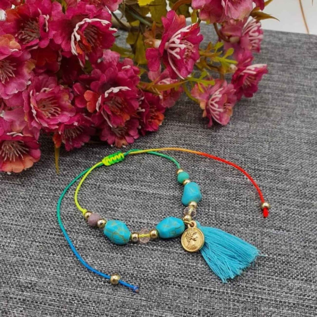 Price and Buy Cotton Anklet for Women with Gemstone Model Flower - Image 3