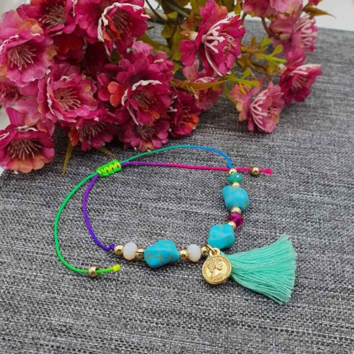 Price and Buy Cotton Anklet for Women with Gemstone Model Flower - Image 4