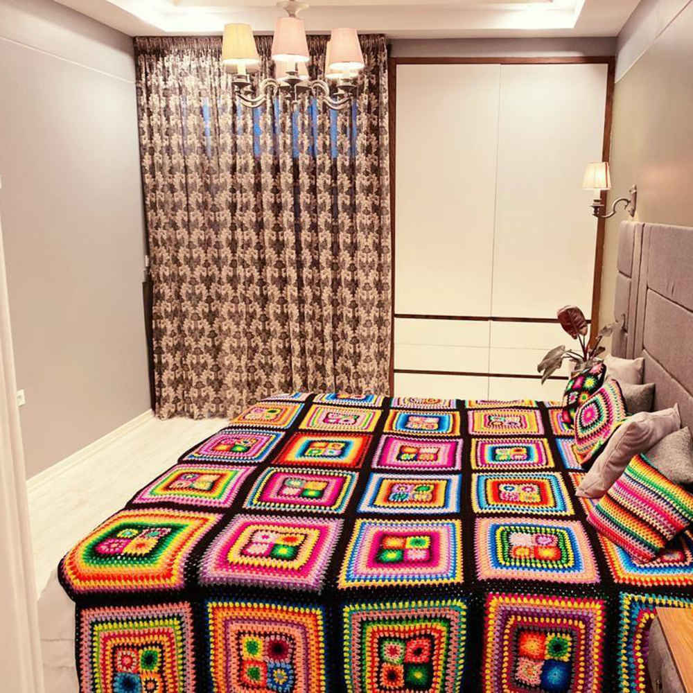 Price and Buy Cotton Crochet Bedspread – Modern Afghan Style Colorful Blanket – Taban