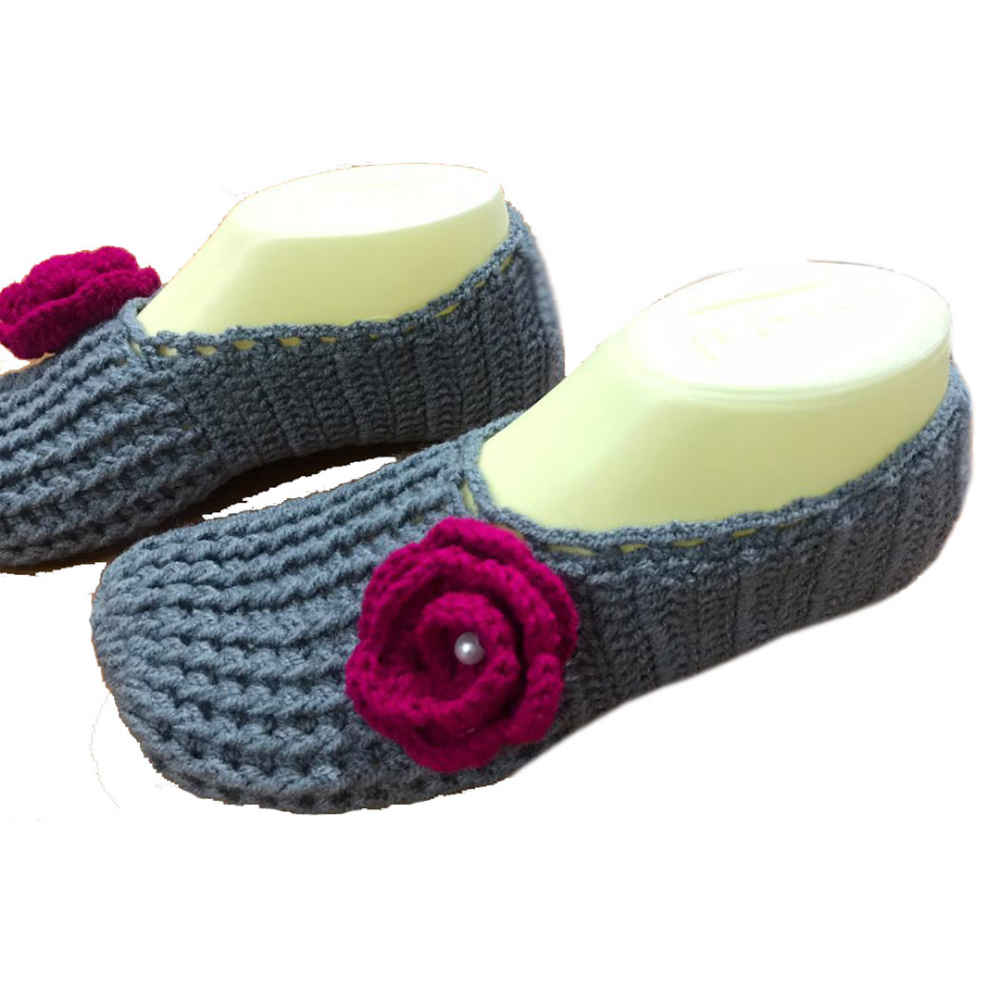 Price and Buy Crochet Slippers for Women Acrylic fiber Knitted Flower - Image 3
