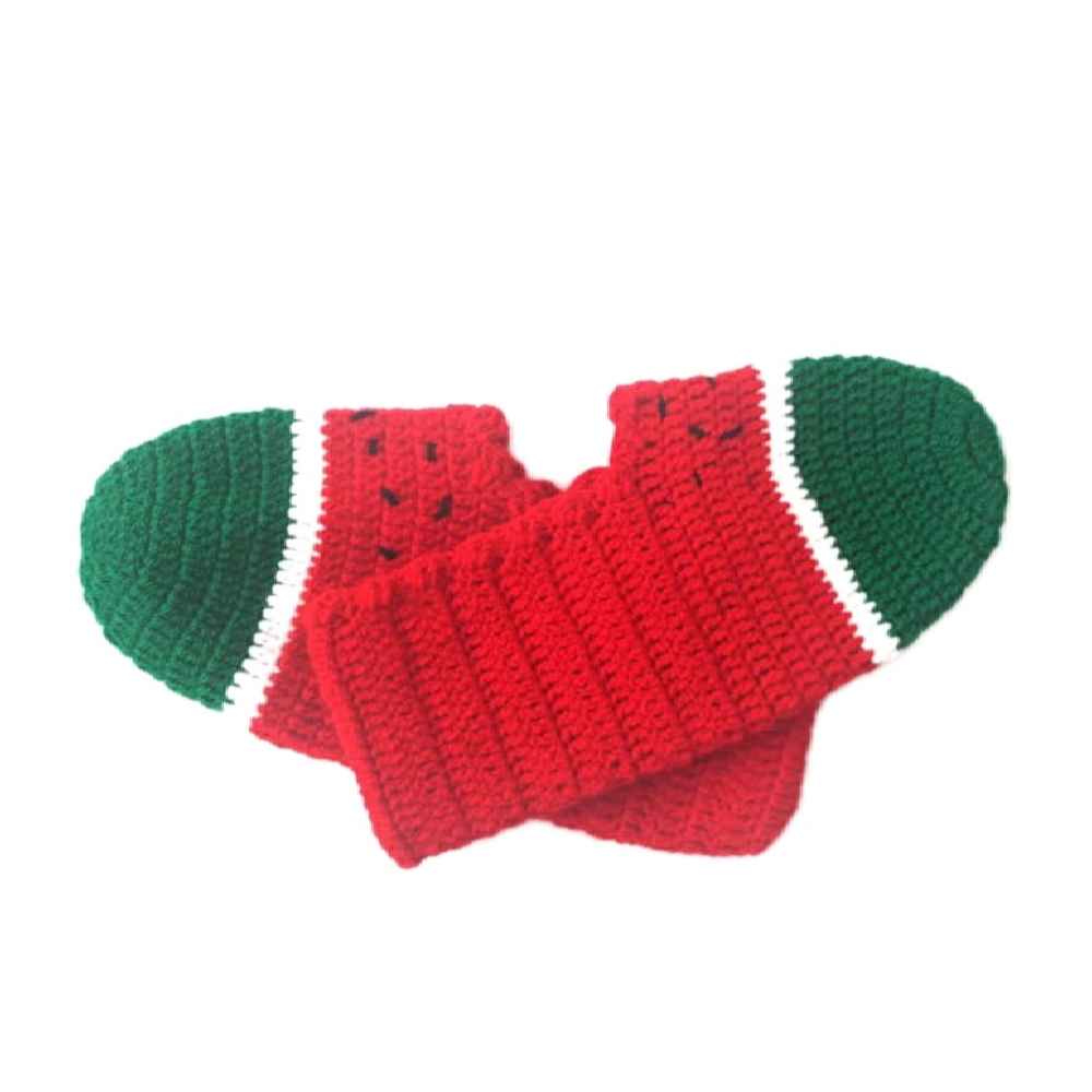 Price and Buy Crochet Slippers for Women Acrylic fiber Knitted Watermelon