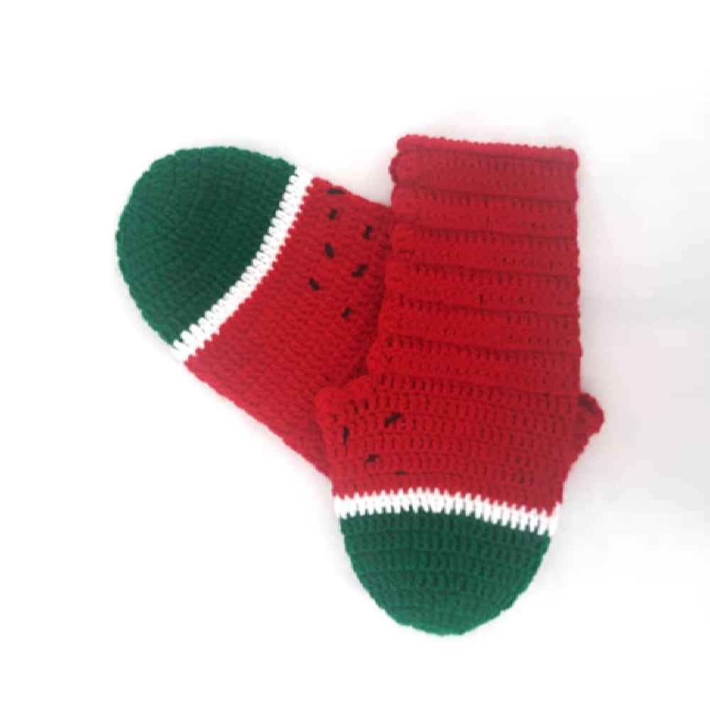 Price and Buy Crochet Slippers for Women Acrylic fiber Knitted Watermelon - Image 3