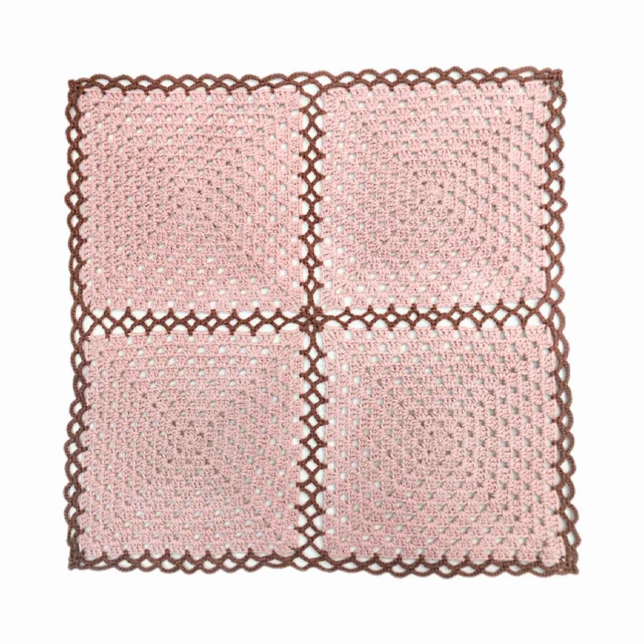 Price and Buy Crochet Tablecloth Hand Knitted Square Light Pink