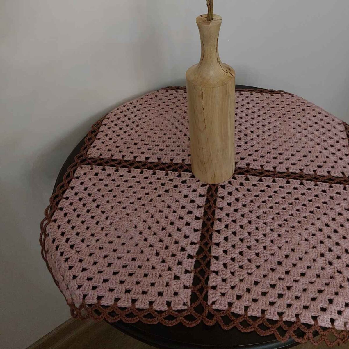 Price and Buy Crochet Tablecloth Hand Knitted Square Light Pink - Image 3
