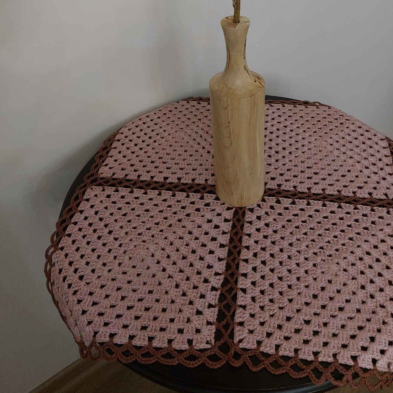 Price and Buy Crochet Tablecloth Hand Knitted Square Light Pink - Image 3