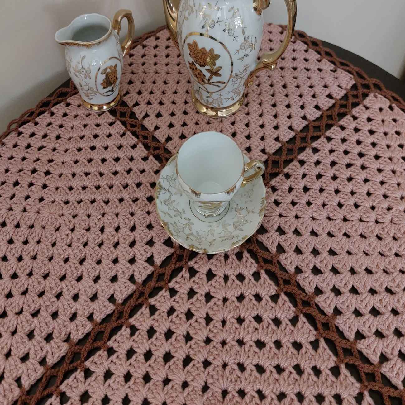 Price and Buy Crochet Tablecloth Hand Knitted Square Light Pink - Image 5