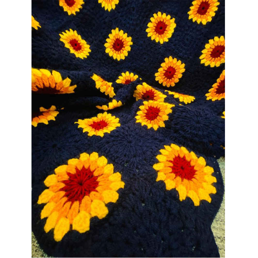 Price and Buy Crochet Throw for Sofa and Bed Checkered Bohemian Flower - Image 3