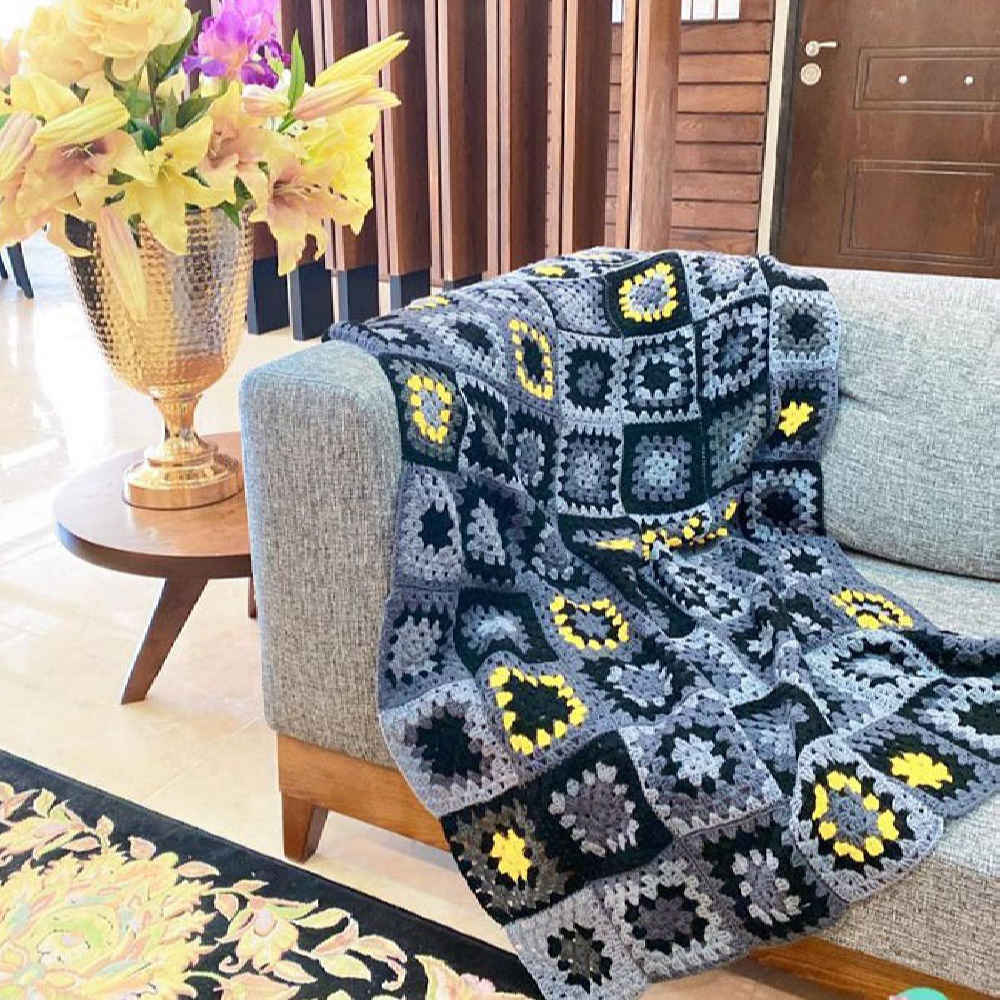 Price and Buy Crochet Throw for Sofa and Bed Checkered Bohemian Mahsa