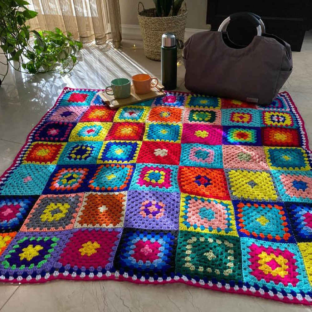 Price and Buy Crochet Throw for Sofa and Bed Checkered Bohemian Paria - Image 3