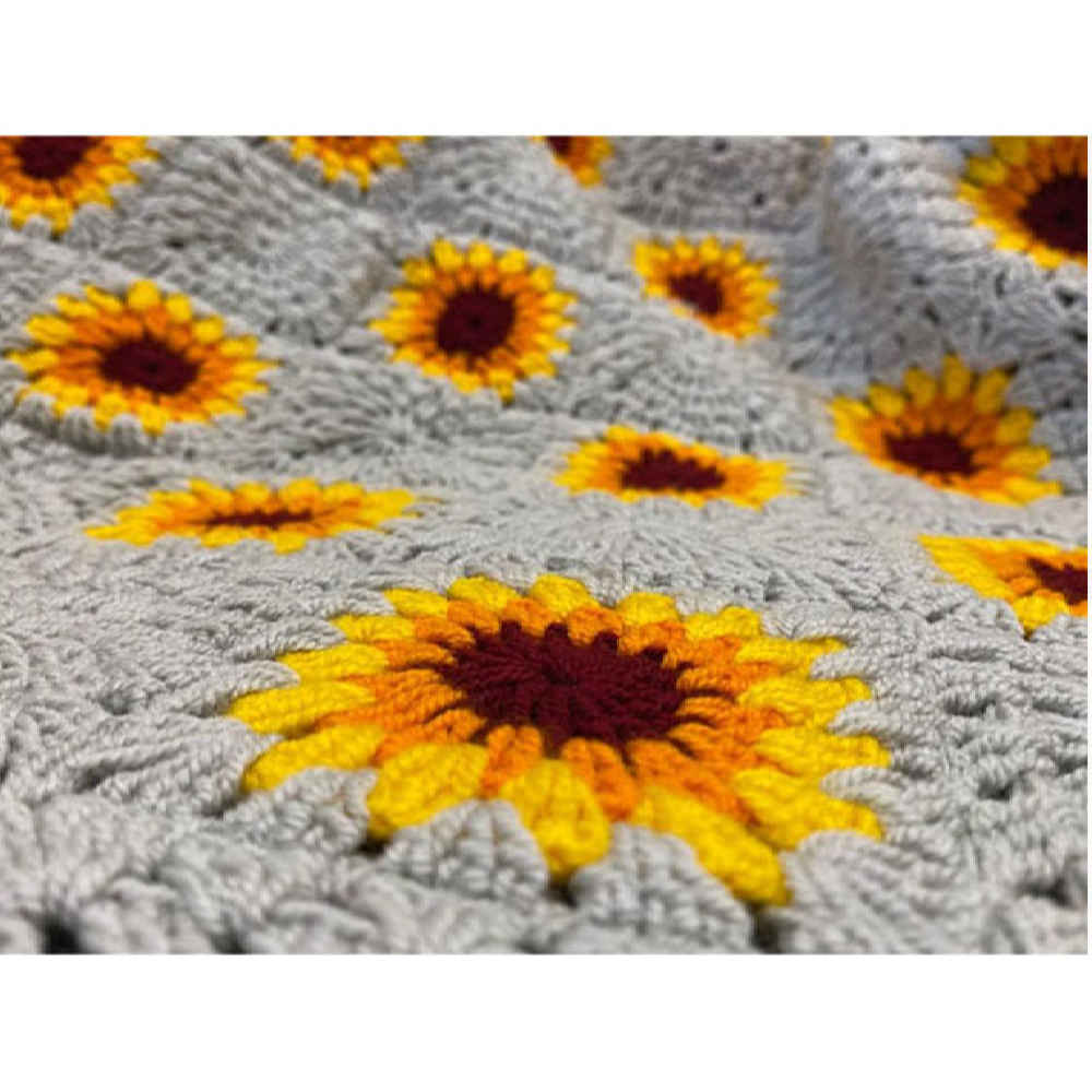Price and Buy Crochet Throw for Sofa and Bed Checkered Bohemian Sunflower - Image 3