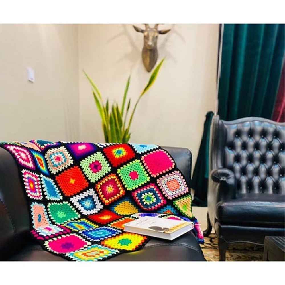 Price and Buy Crochet Throw for Sofa and Bed Checkered Bohemian Ziba - Image 3