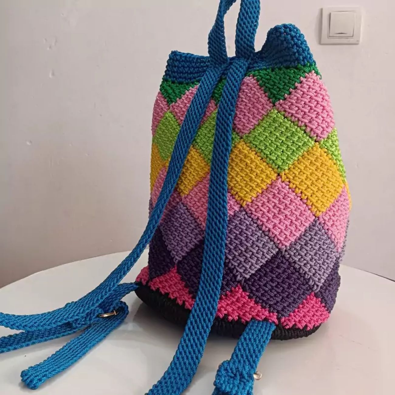 Price and Buy Custom Handmade Tunisian Crochet Bag – Colorful Design Perfect Personalized Accessory - Image 3