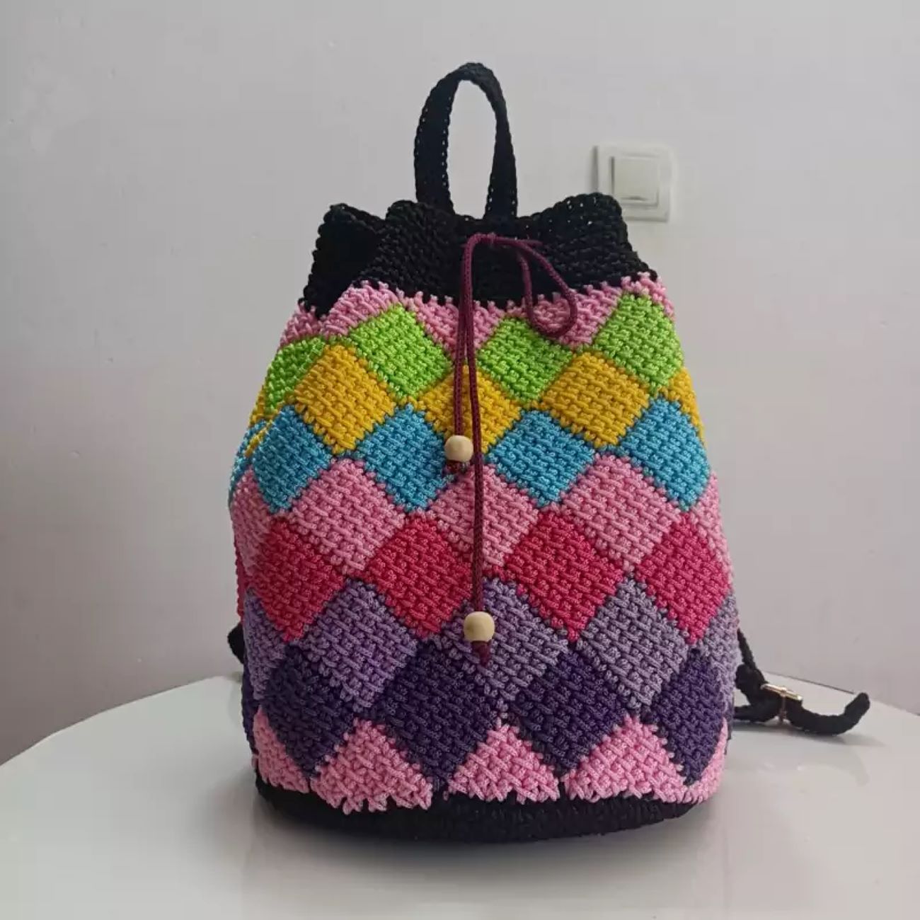 Price and Buy Custom Handmade Tunisian Crochet Bag – Colorful Design Perfect Personalized Accessory - Image 4
