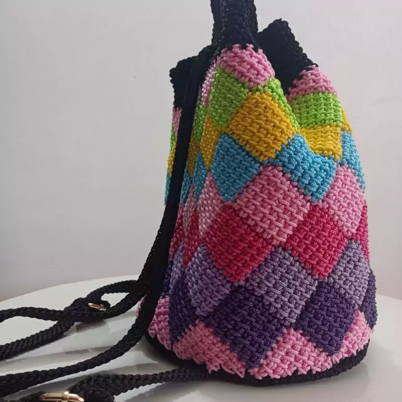 Price and Buy Custom Handmade Tunisian Crochet Bag – Colorful Design Perfect Personalized Accessory - Image 5