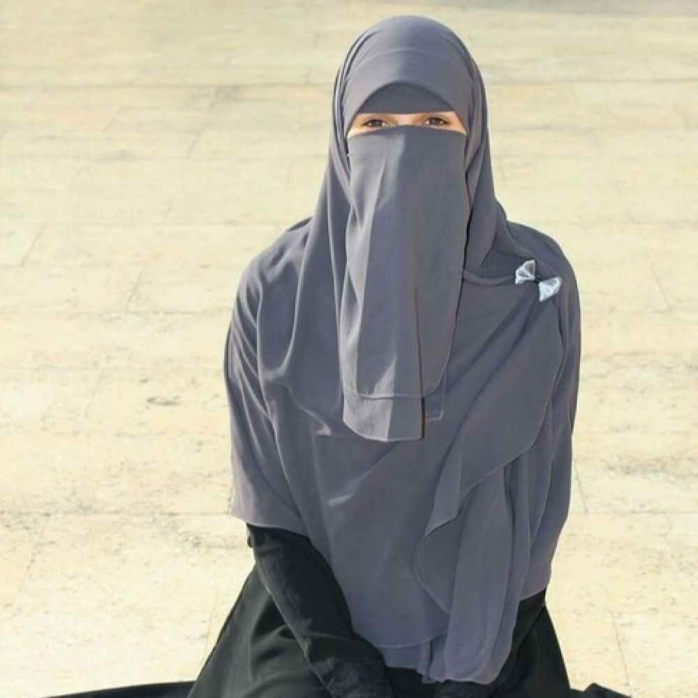 Price and Buy Dark Gray Islamic Crepe Scarf & Half Niqab Set for Women - Image 3